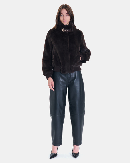 Veste valou veste courte en fausse fourrure chocolat zapa