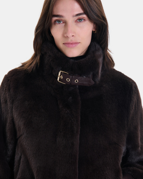 Veste valou veste courte en fausse fourrure chocolat zapa