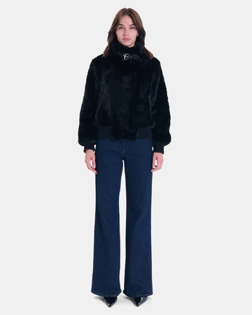 Veste Valou Veste courte en fausse fourrure noire ZAPA