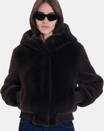 Veste Vallea Veste &agrave; capuche en fausse fourrure chocolat ZAPA