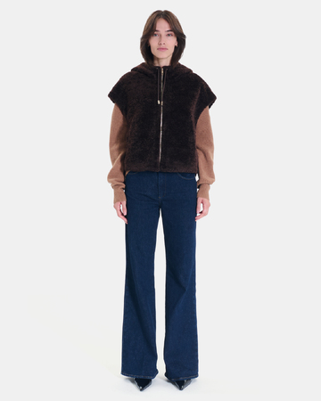 Veste Marguerita Veste sans manches en fausse fourrure chocolat ZAPA
