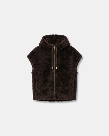 Veste Marguerita Veste sans manches en fausse fourrure chocolat ZAPA