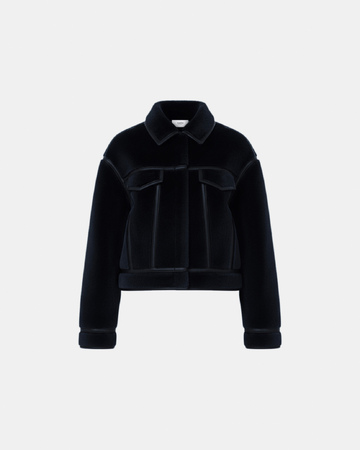 Veste Monge Veste courte réversible en fausse fourrure noire ZAPA
