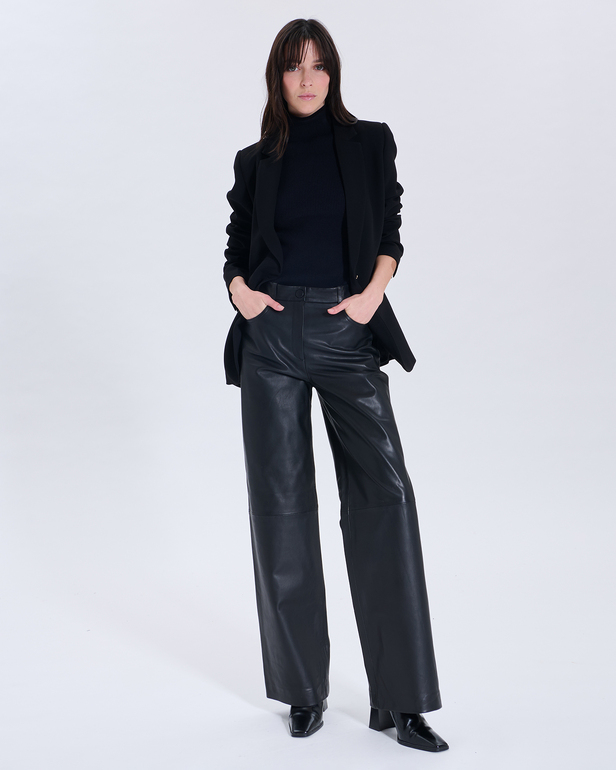 Pantalon Priscille Pantalon Priscille noir en cuir ZAPA