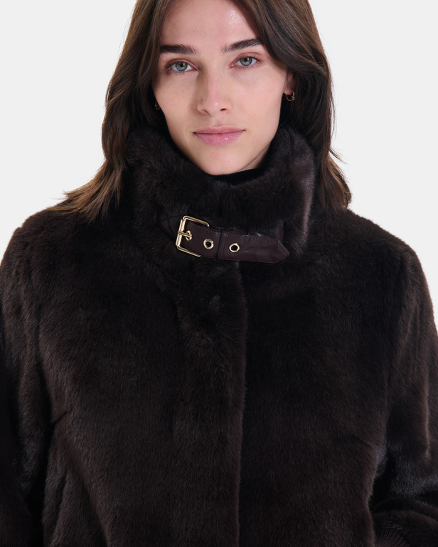 Veste Valou Veste courte en fausse fourrure chocolat ZAPA
