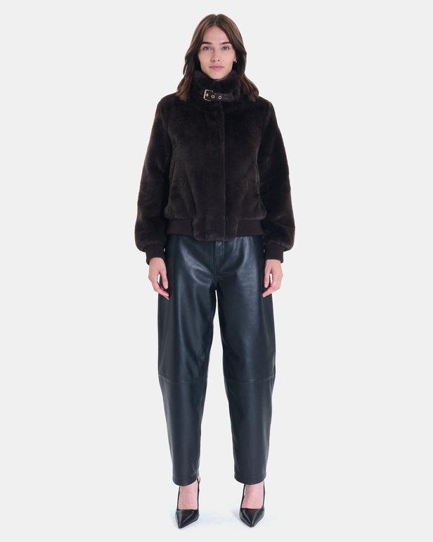 Veste Valou Veste courte en fausse fourrure chocolat ZAPA