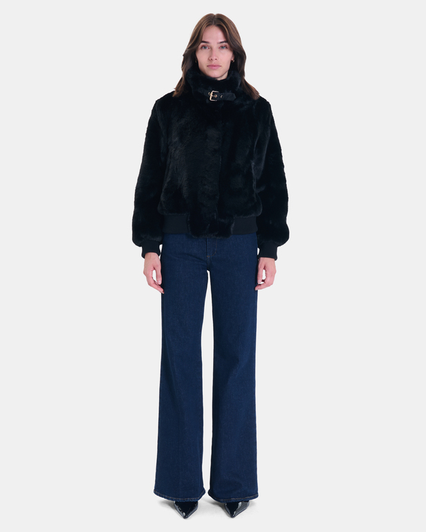 Veste Valou Veste courte en fausse fourrure noire ZAPA