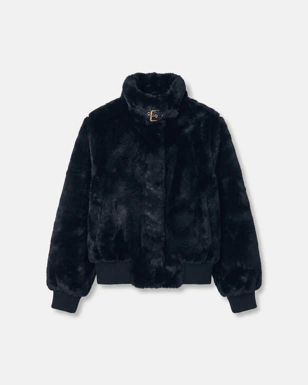 Veste Valou Veste courte en fausse fourrure noire ZAPA