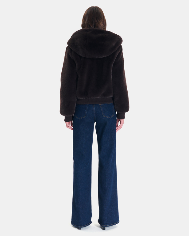 Veste Vallea Veste &agrave; capuche en fausse fourrure chocolat ZAPA