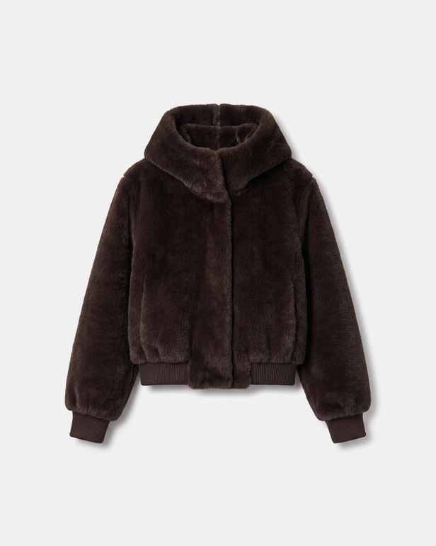 Veste Vallea Veste &agrave; capuche en fausse fourrure chocolat ZAPA