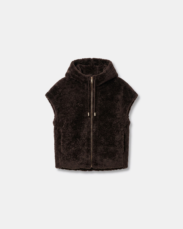 Veste Marguerita Veste sans manches en fausse fourrure chocolat ZAPA