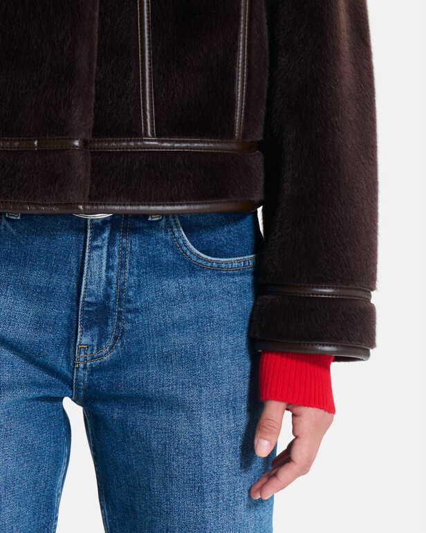 Veste Monge Veste courte r&eacute;versible en fausse fourrure chocolat ZAPA