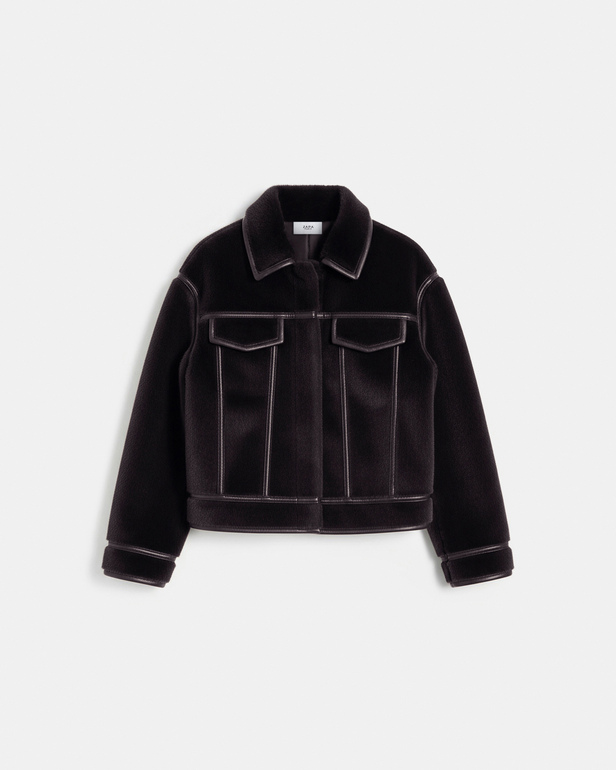 Veste Monge Veste courte r&eacute;versible en fausse fourrure chocolat ZAPA