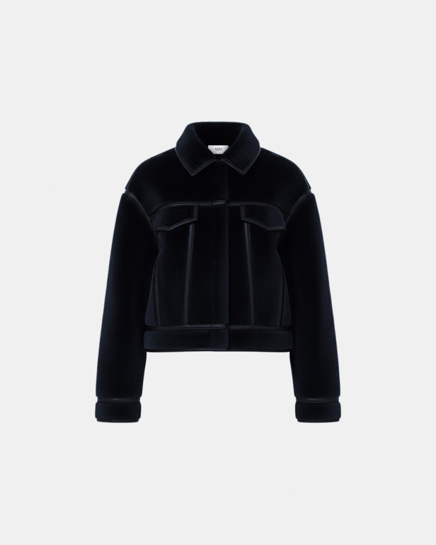 Veste Monge Veste courte r&eacute;versible en fausse fourrure noire ZAPA