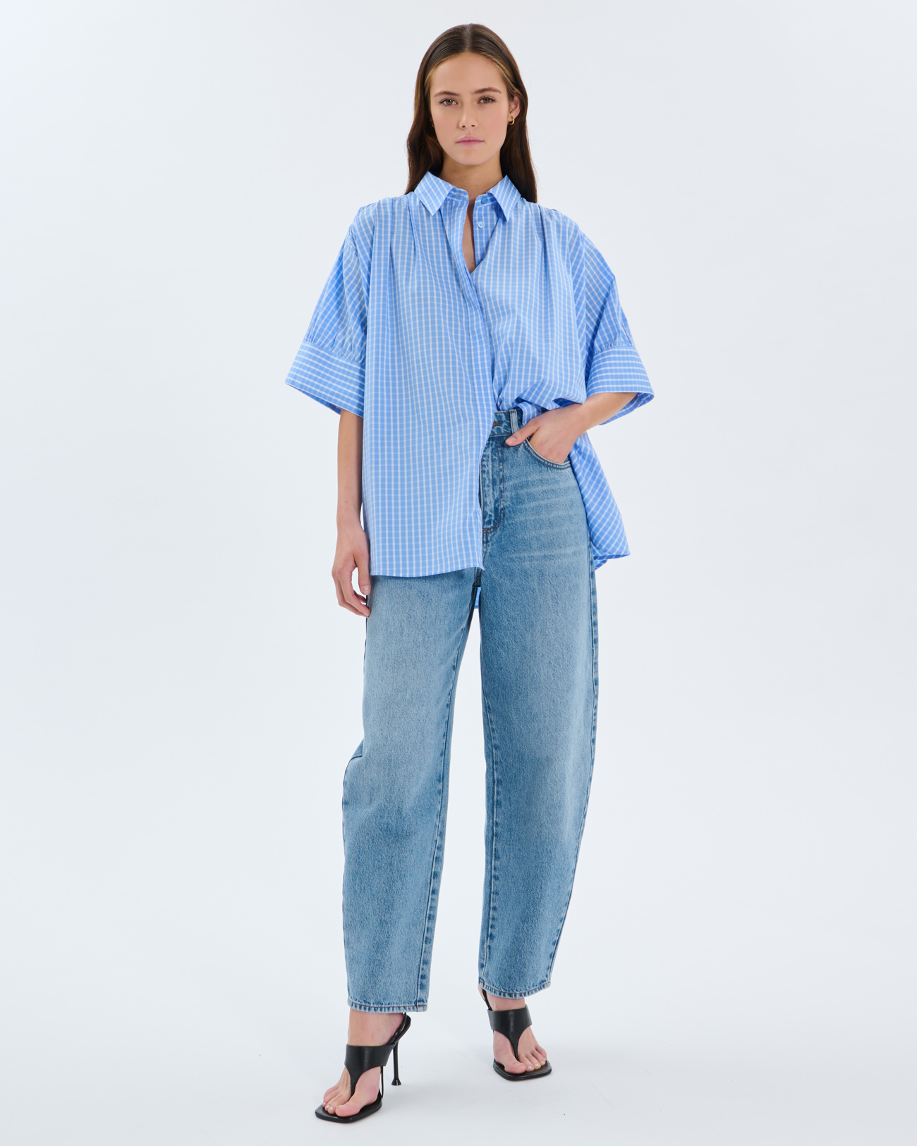 Chemise Catell Chemise en coton &agrave; carreaux bleu ZAPA