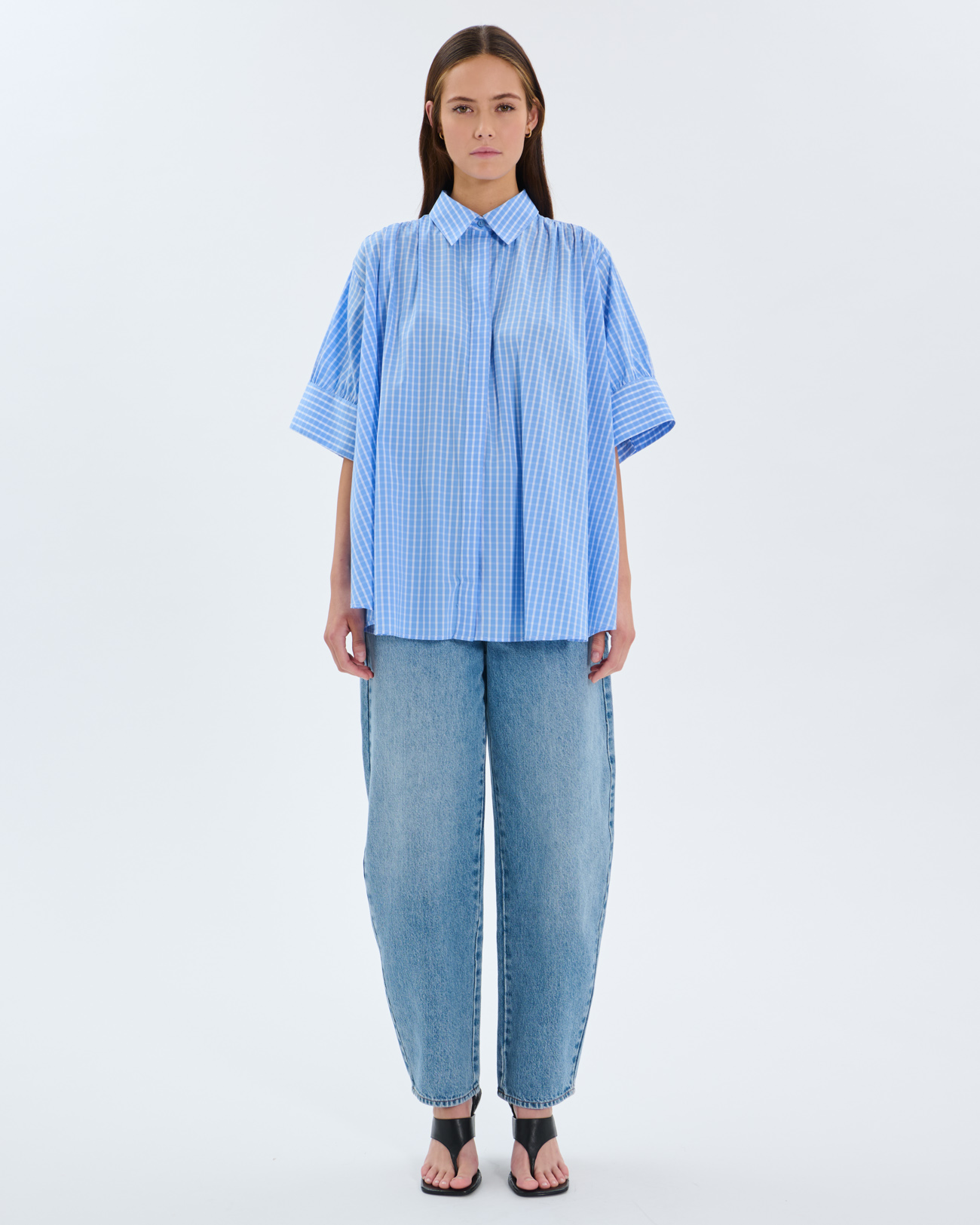 Chemise Catell Chemise en coton &agrave; carreaux bleu ZAPA