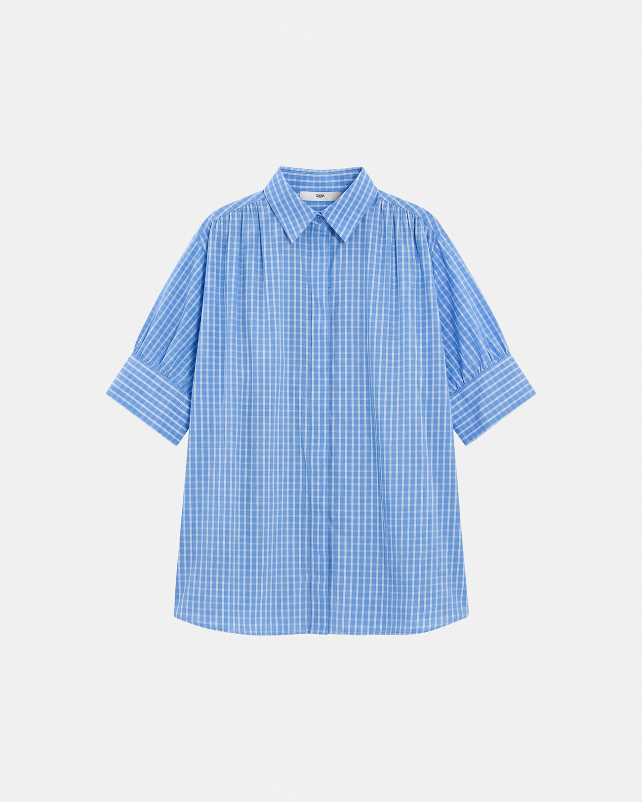 Chemise Catell Chemise en coton &agrave; carreaux bleu ZAPA
