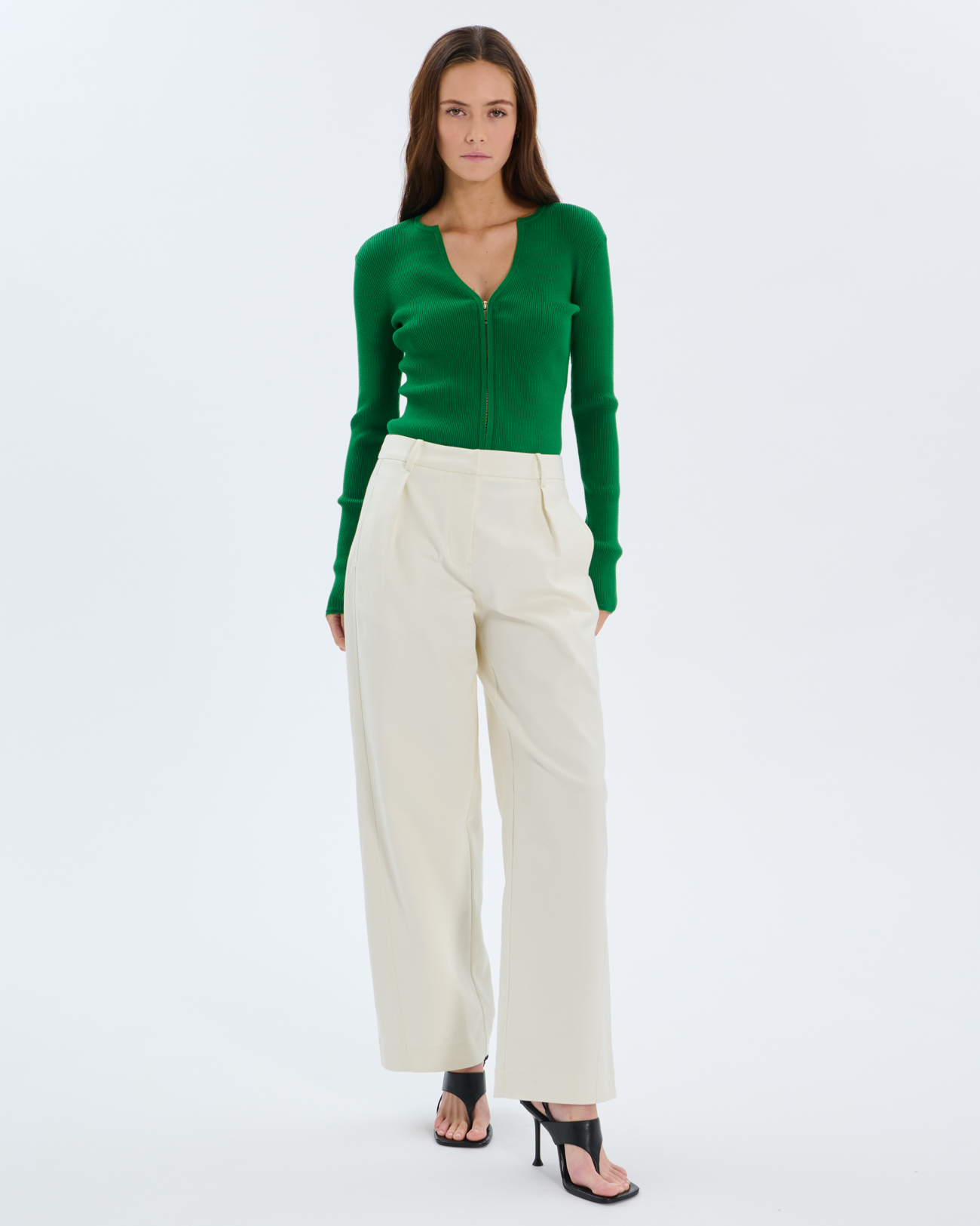 Gilet Noun Gilet zip&eacute; en viscose vert tennis ZAPA