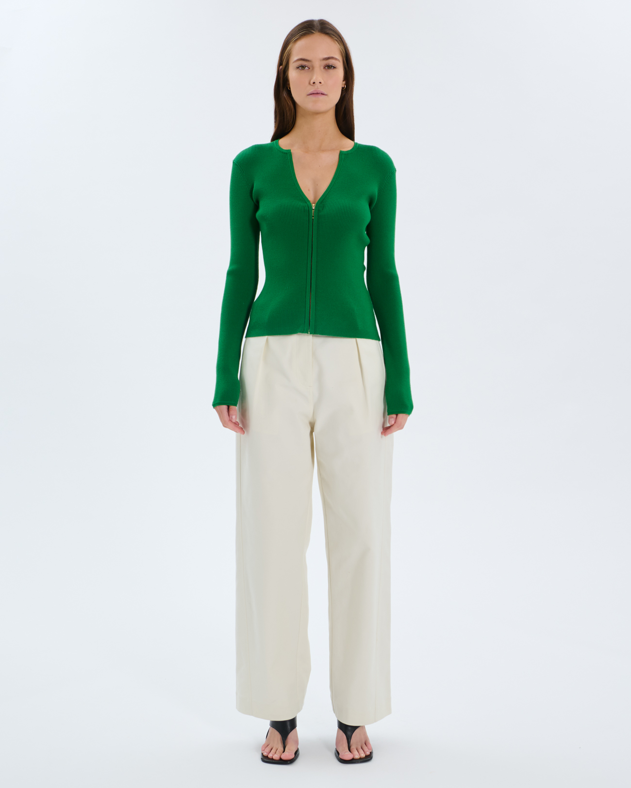 Gilet Noun Gilet zip&eacute; en viscose vert tennis ZAPA