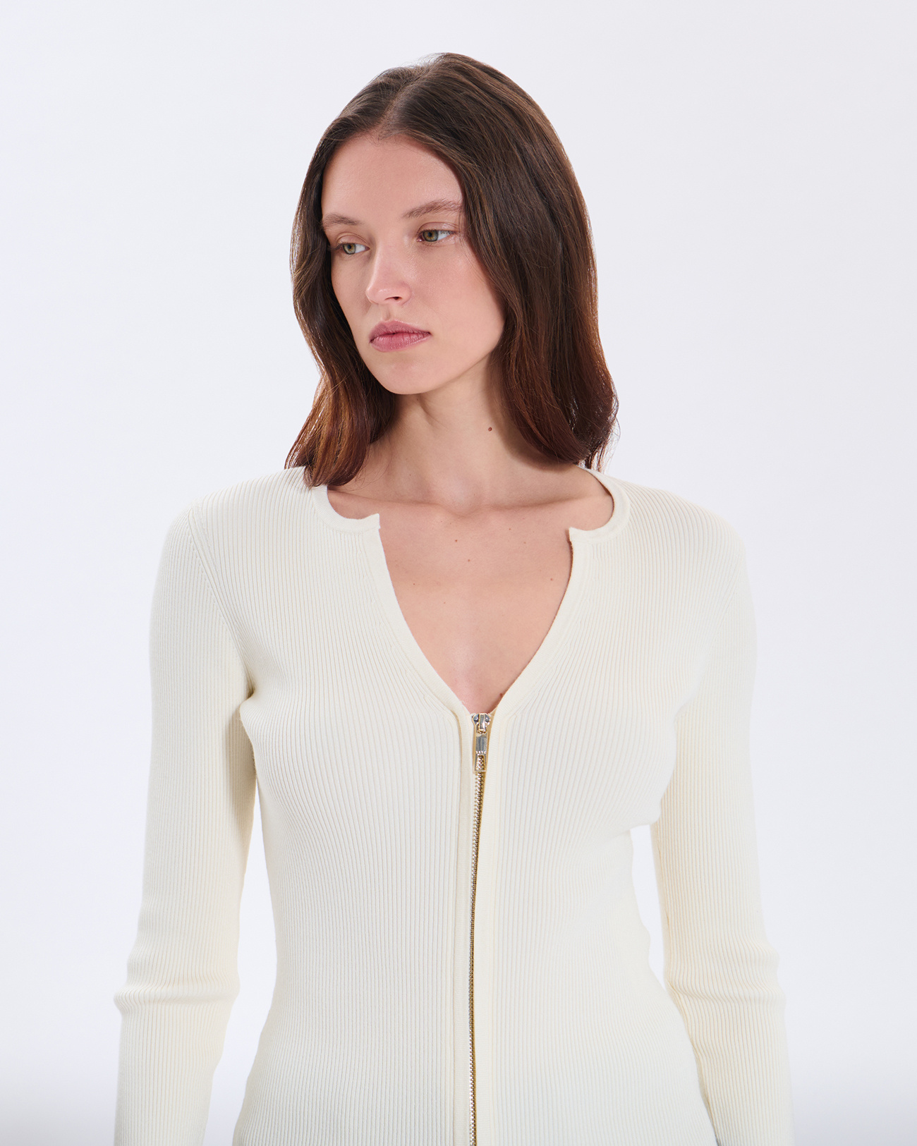 Gilet Noun Gilet zip&eacute; en viscose &eacute;cru ZAPA