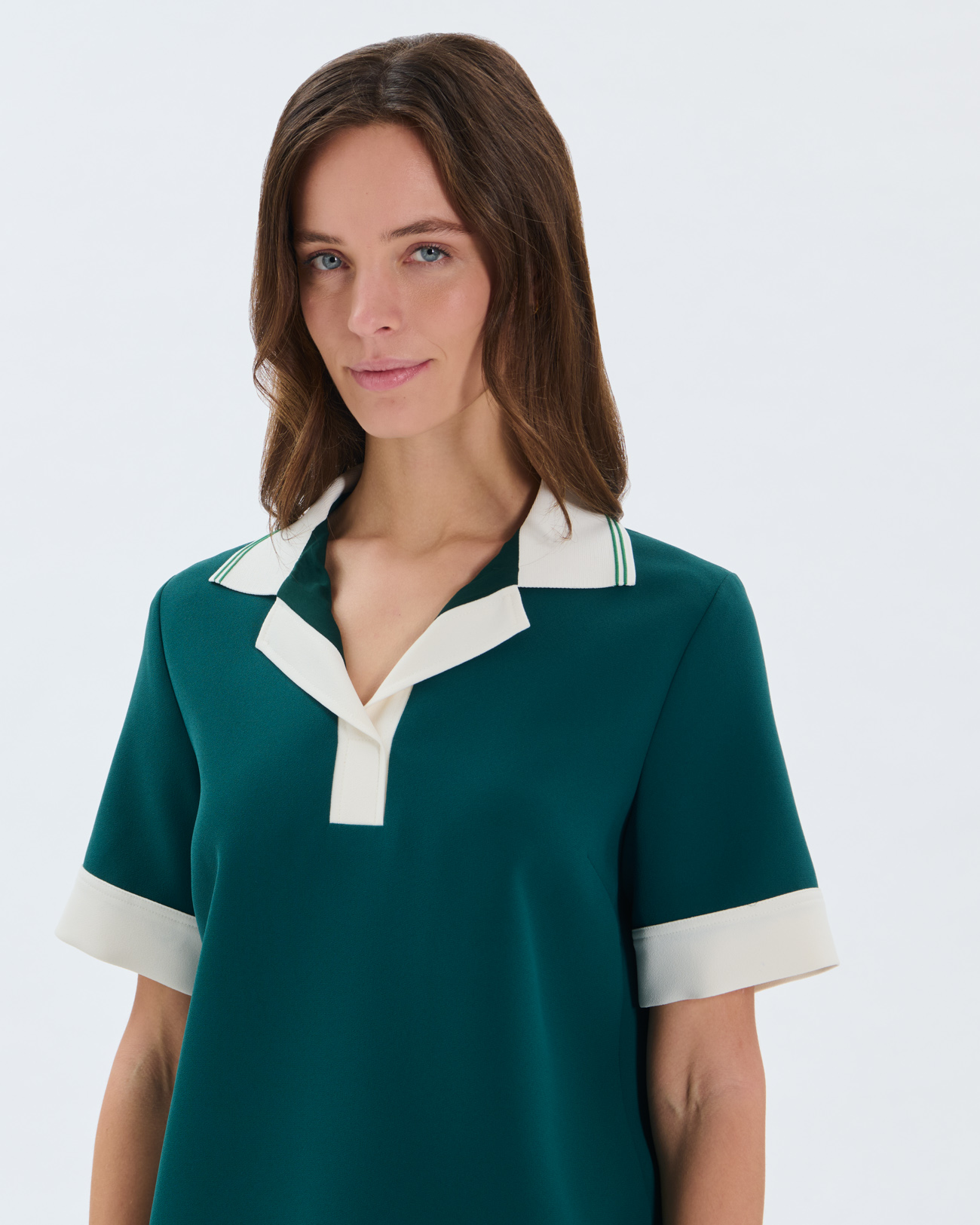 Top Tendresse Rib Top avec col contrast&eacute; vert ZAPA