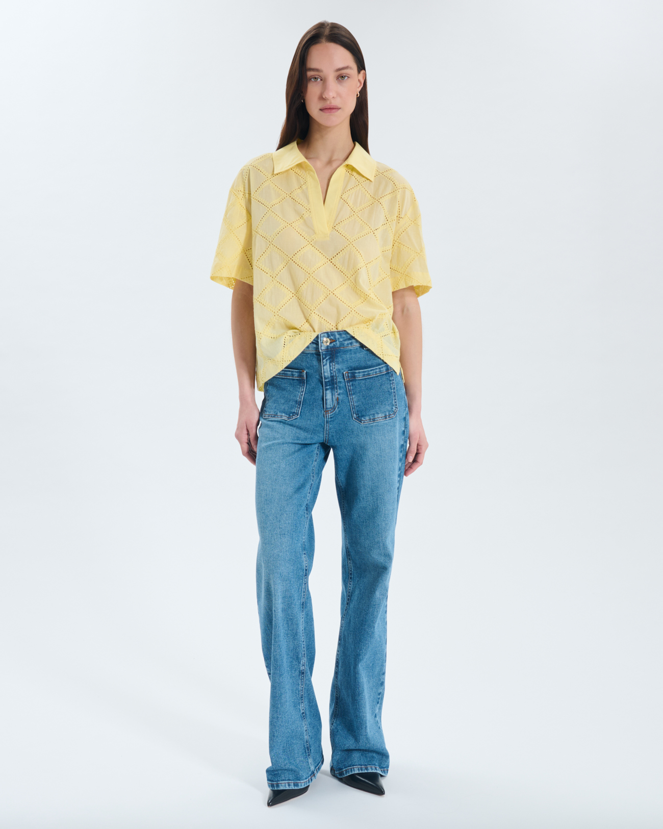 Chemise Teyma Chemise jaune brod&eacute;e manches courtes ZAPA