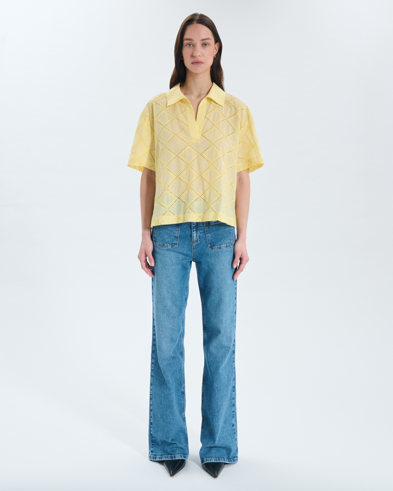 Chemise Teyma Chemise jaune brod&eacute;e manches courtes ZAPA