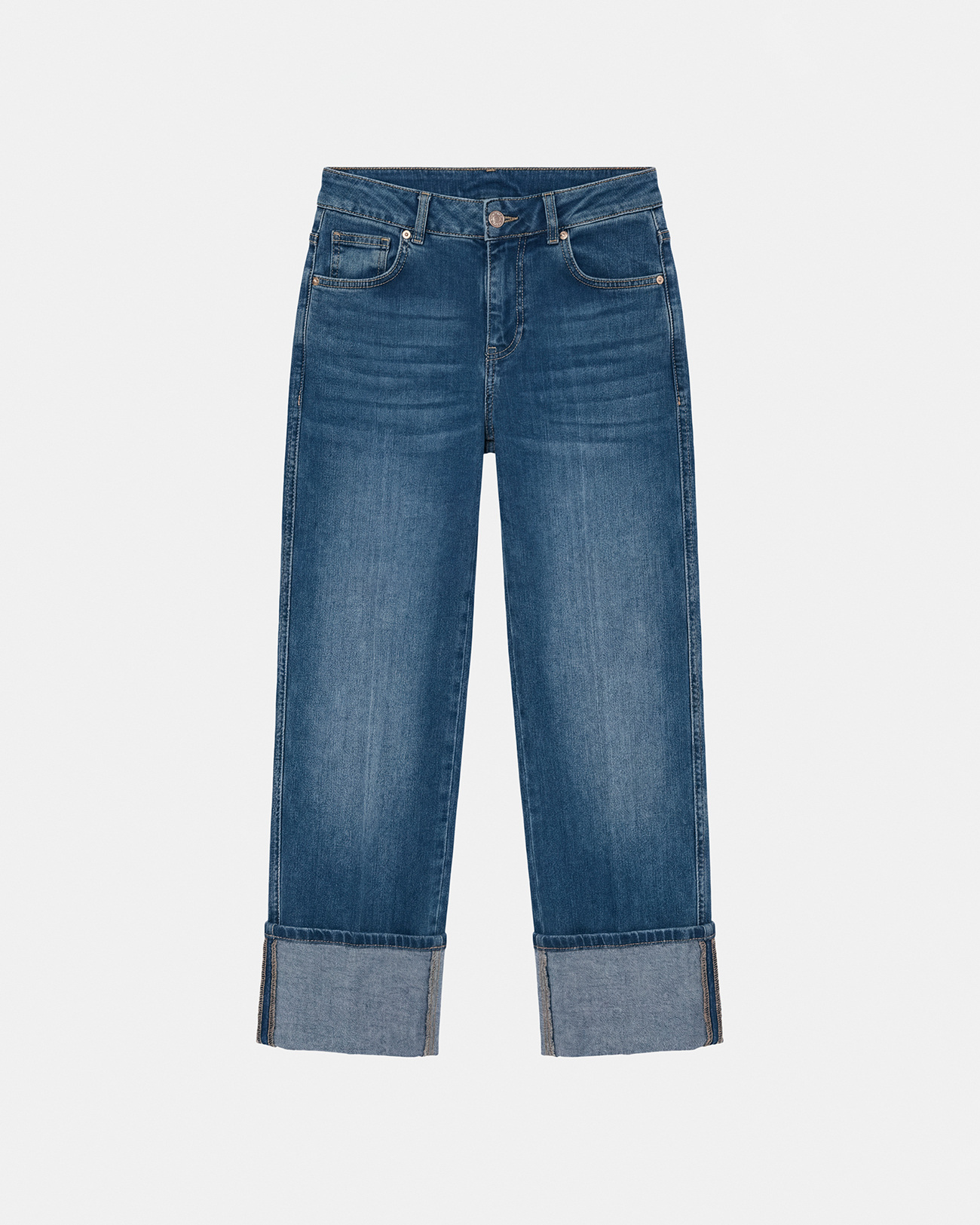 Jean Popus Jean droit en coton bleu ZAPA