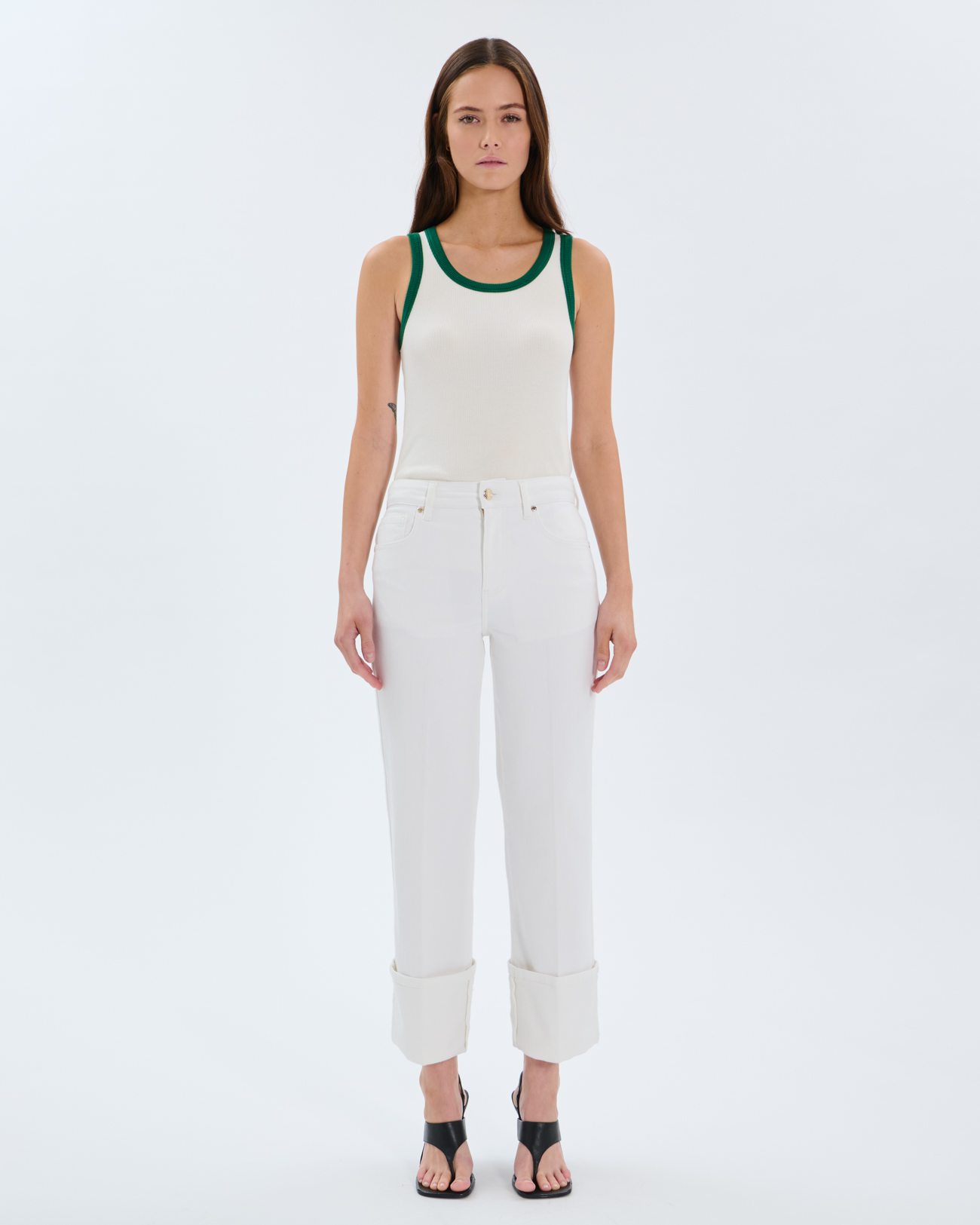 Jean Popus Jean droit en coton blanc ZAPA