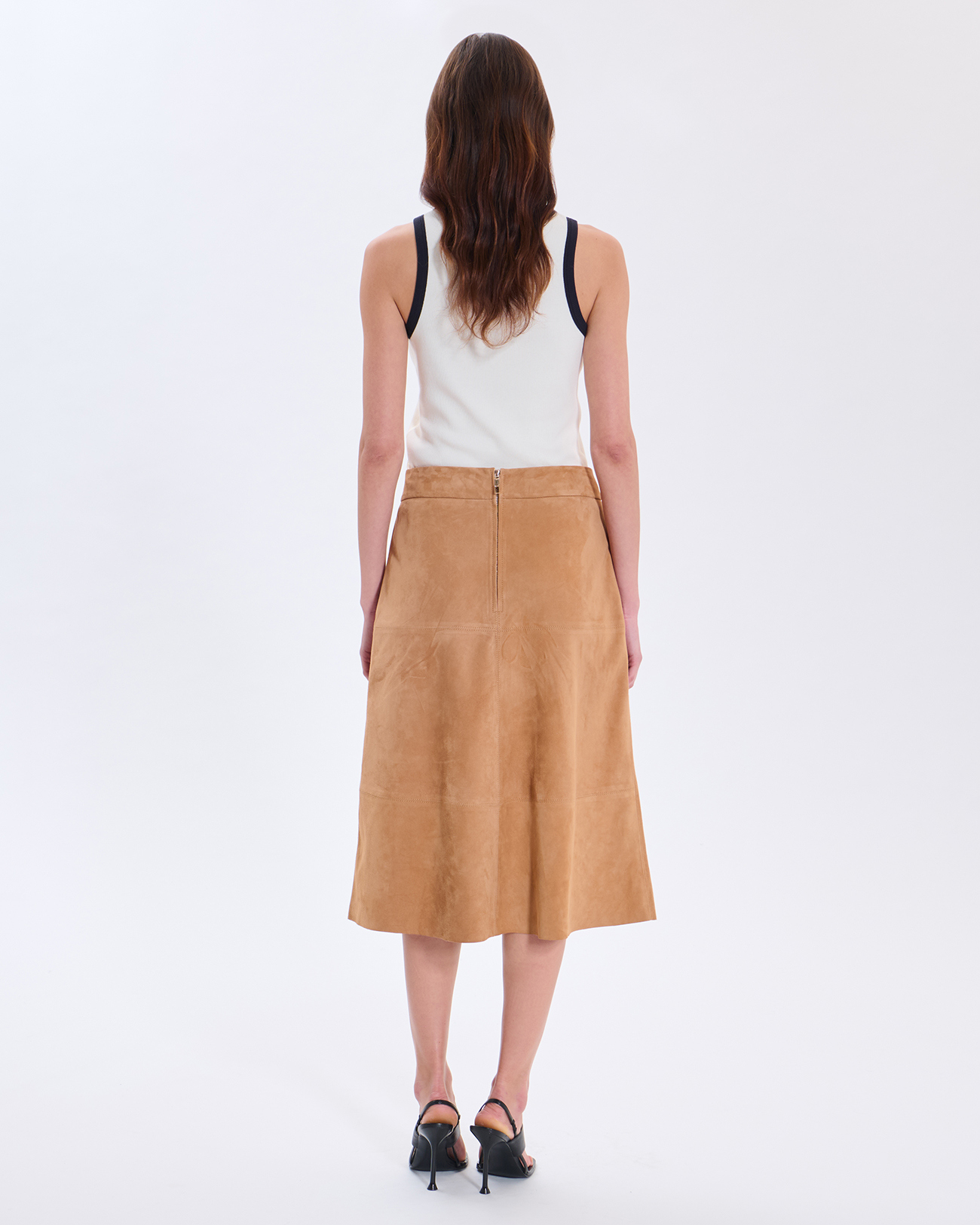 Jupe Jennie Jupe en cuir su&eacute;d&eacute; beige ZAPA
