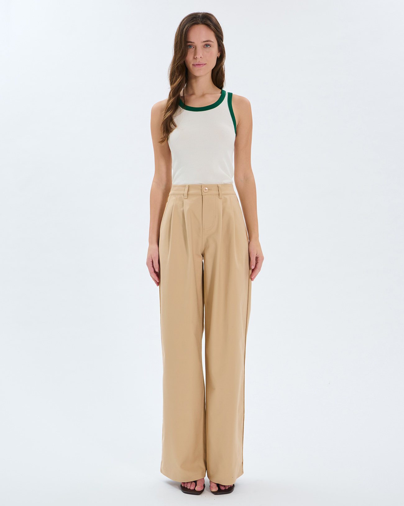 Pantalon Prince Pantalon &agrave; pinces en coton sable ZAPA