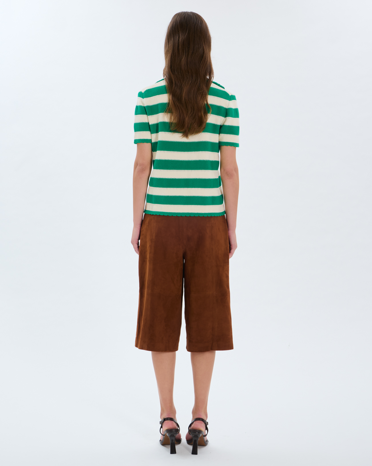 Pull Nickle Polo crochet en coton vert tennis ZAPA