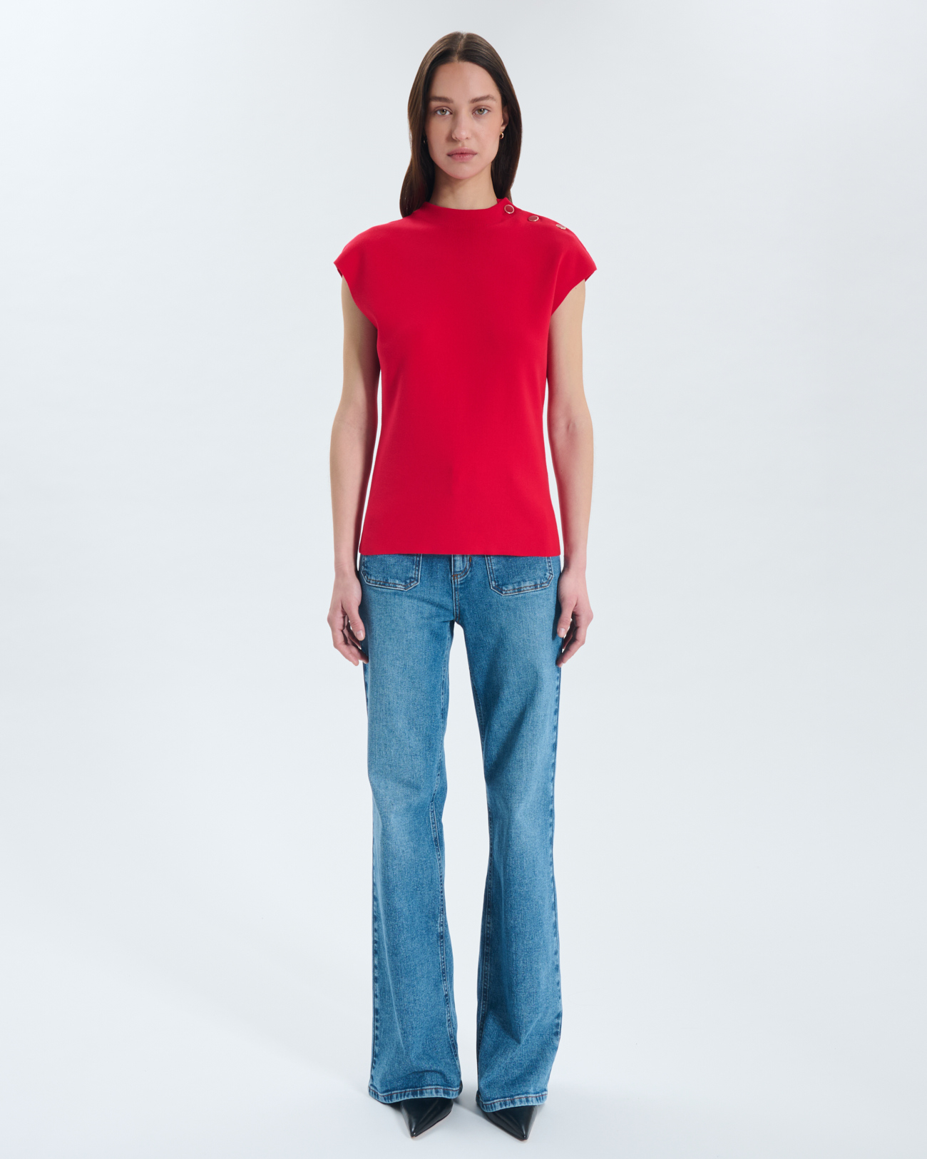 Pull Nigella Pull en coton &eacute;paule boutonn&eacute;e ZAPA
