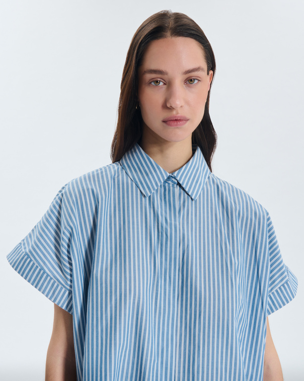 Chemise Cher Chemise rayée bleue ample manches courtes ZAPA