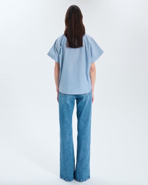 Chemise Cher Chemise rayée bleue ample manches courtes ZAPA