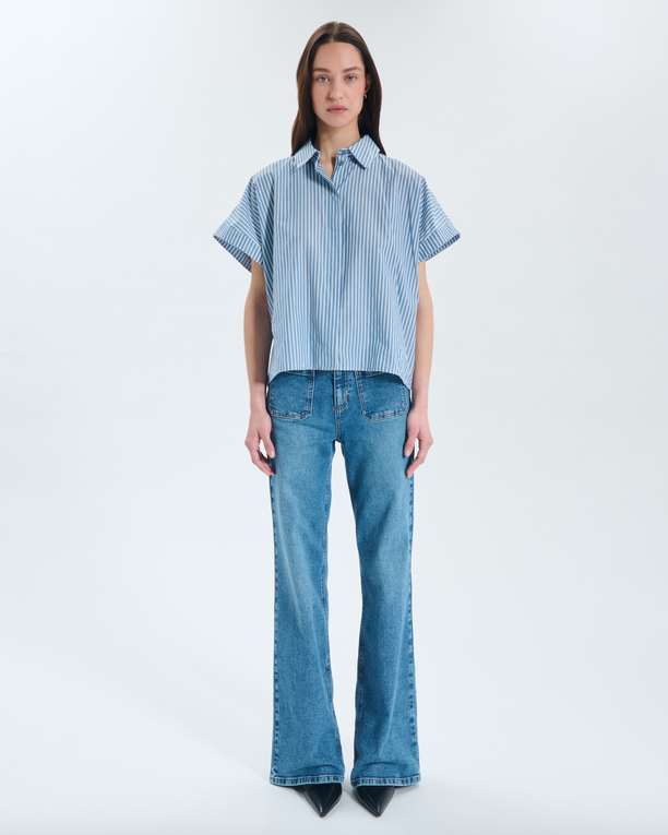 Chemise Cher Chemise rayée bleue ample manches courtes ZAPA