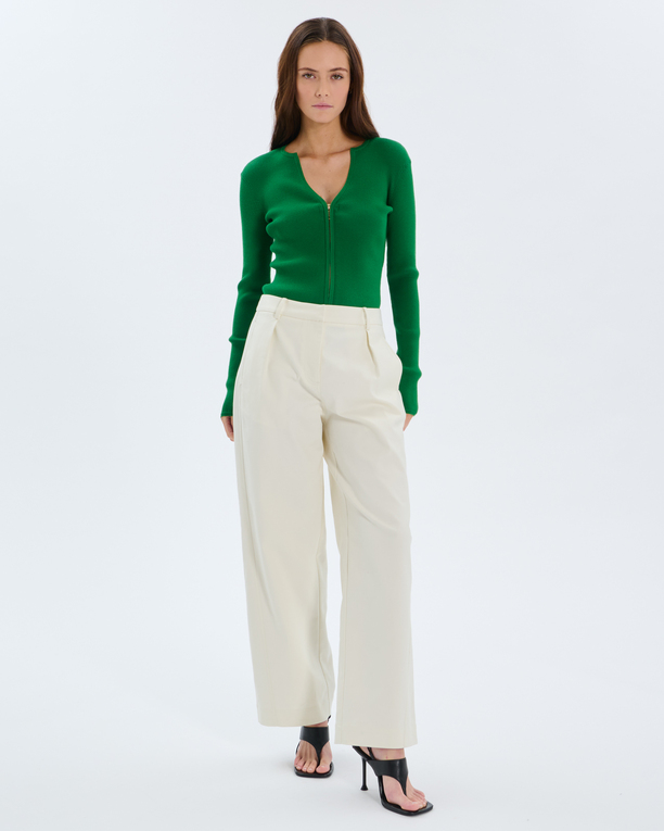 Gilet Noun Gilet zipé en viscose vert tennis ZAPA