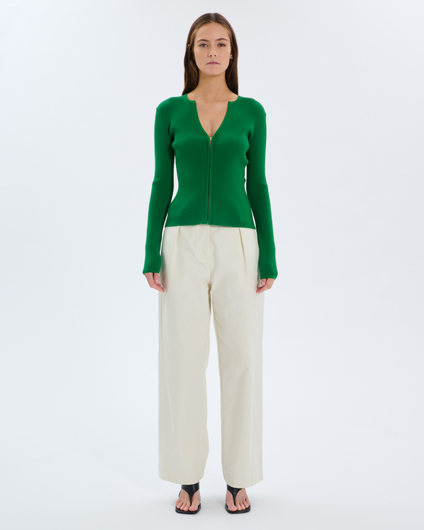 Gilet Noun Gilet zipé en viscose vert tennis ZAPA
