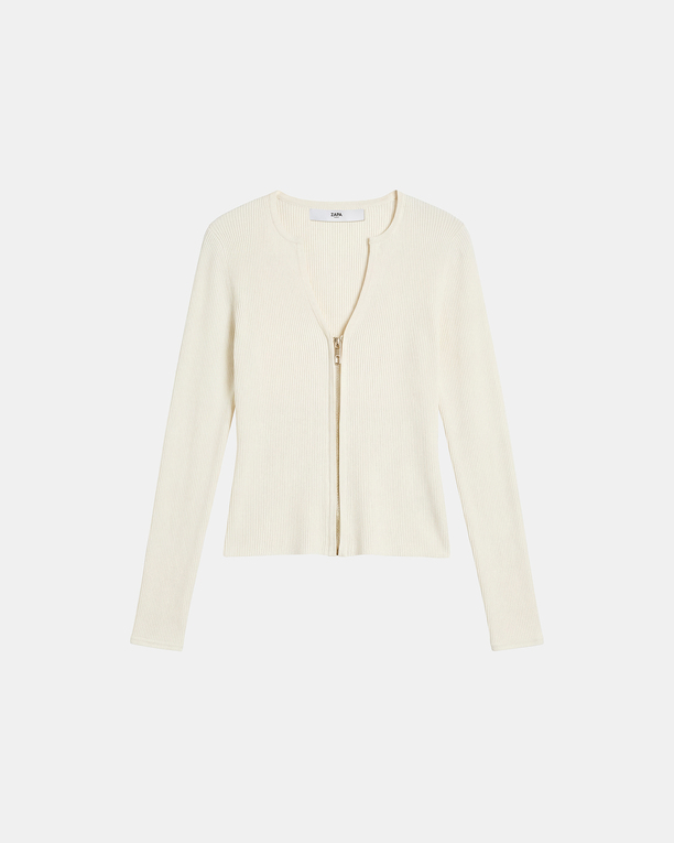 Gilet Noun Gilet zipé en viscose écru ZAPA