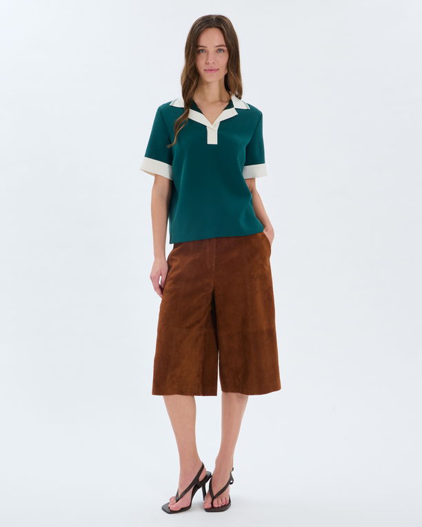 Top Tendresse Rib Top avec col contrasté vert ZAPA