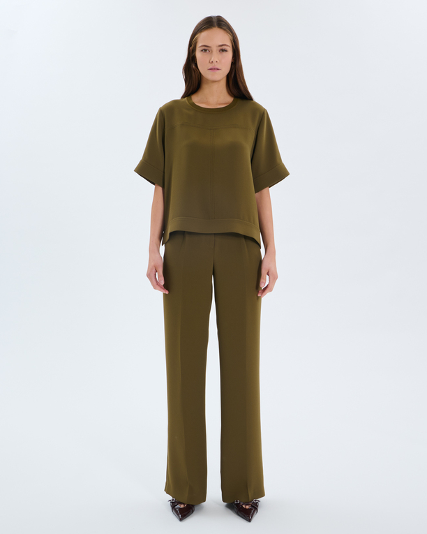 Top Tonia Top col rond olive ZAPA