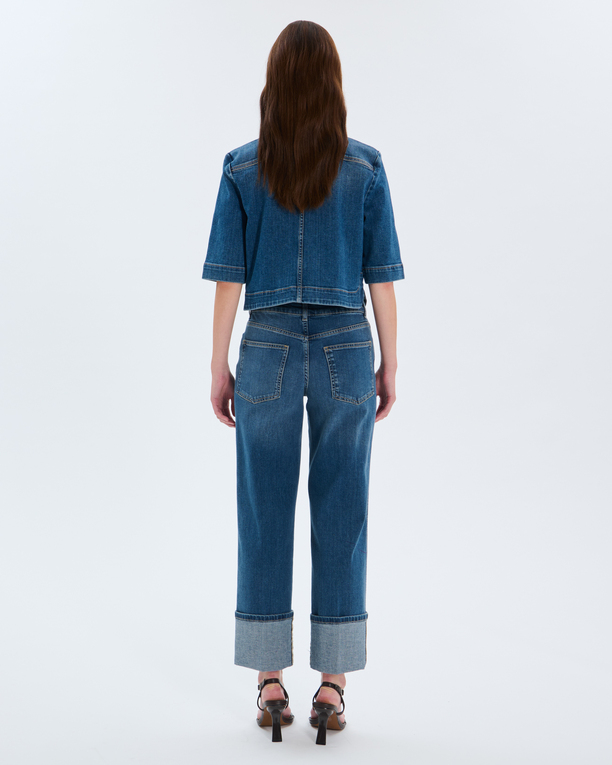 Jean Popus Jean droit en coton bleu ZAPA