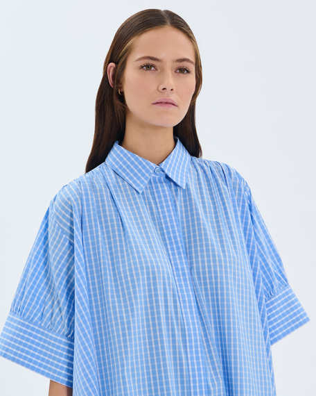 Chemise catell chemise en coton &agrave; carreaux bleu zapa