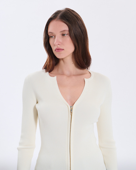 Gilet noun gilet zip&eacute; en viscose &eacute;cru zapa