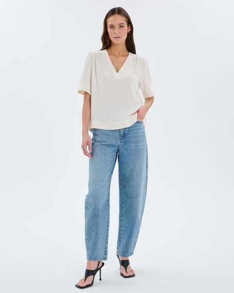 Chemise tahiel top &agrave; col v &eacute;cru zapa
