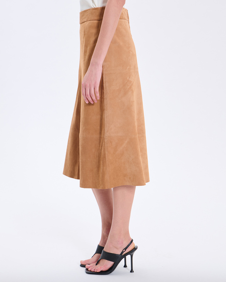 Jupe jennie jupe en cuir su&eacute;d&eacute; beige zapa