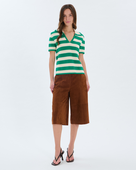 Pull nickle polo crochet en coton vert tennis zapa