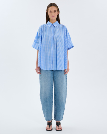 Chemise Catell Chemise en coton &agrave; carreaux bleu ZAPA