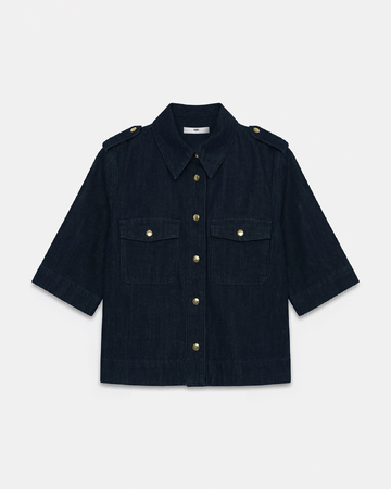 Chemise Celeste Chemise en coton bleu brut ZAPA
