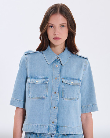 Chemise Celeste Chemise en coton bleu clair ZAPA